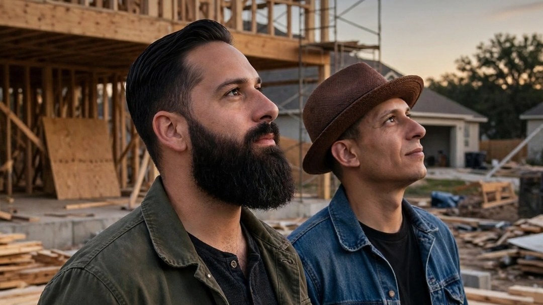 Alberto Molina and Kyle Sowell, founders of Wise Revival, on a job site
